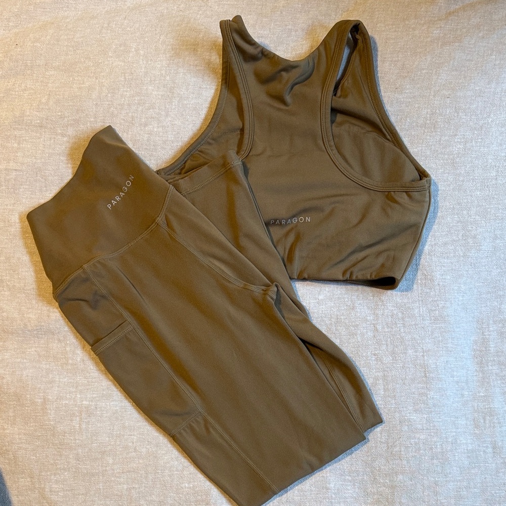 PARAGON Brown Activewear Leggings with Matching Racerback Sports Bra